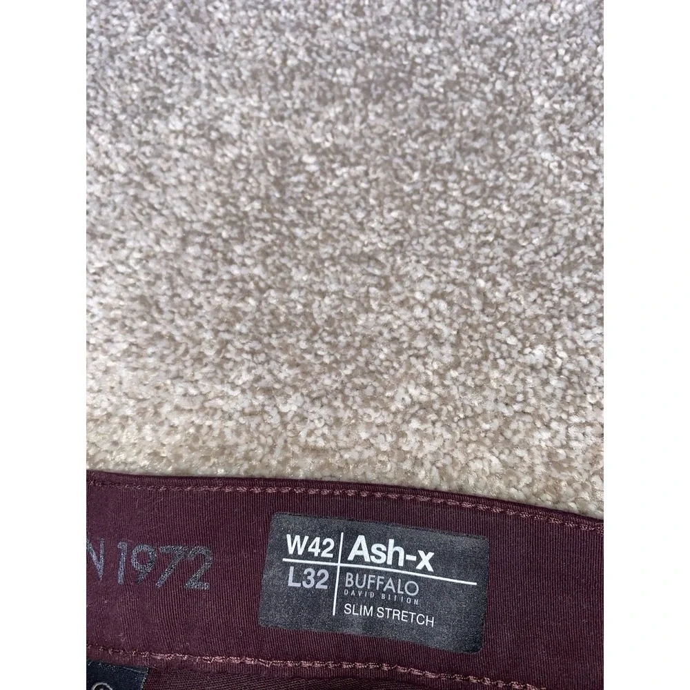Buffalo David Bitton Jeans Ash‎ X Slim Stretch Cotton 42x32 Maroon NWT MSRP $109